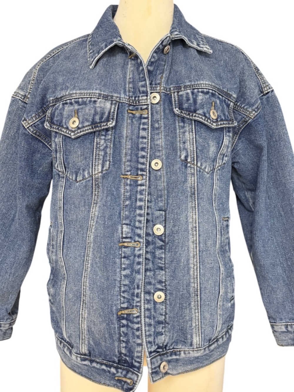 jean jacket CANTON WALKER blue 24" long  95% cotton small classic